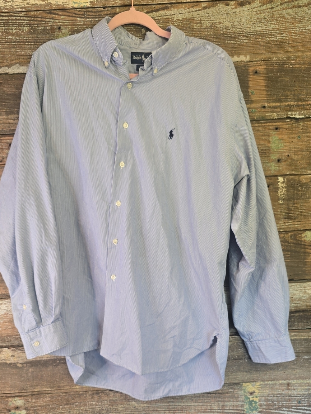 Ralph Lauren Men’s Light Blue Button-Down Shirt with Polo Logo